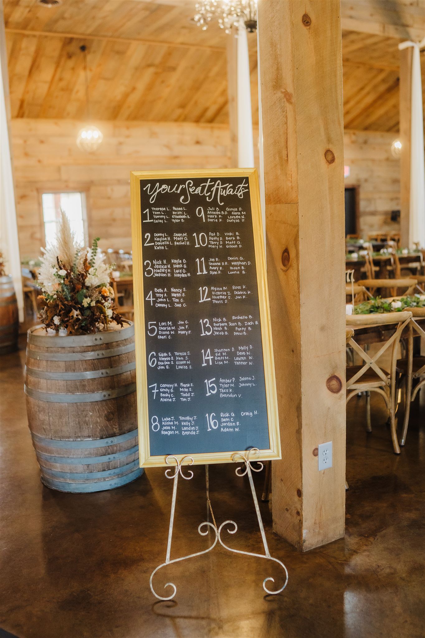 This tall chalkboard reception seating chart is perfect for a rustic rehearsal dinner. Reception seating chart Cute seating chart Wedding seating chart #weddinginspiration #weddingplanning #diywedding #wisconsinweddingphotographer #armywedding
